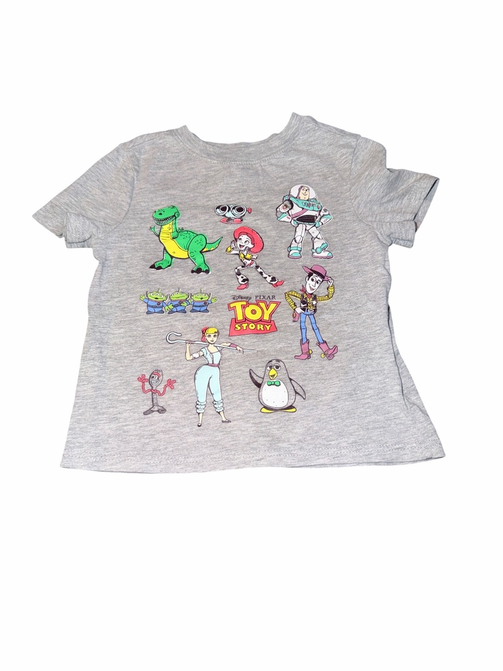 Disney Grey Toy Story Character Tee with Multicolor Prints